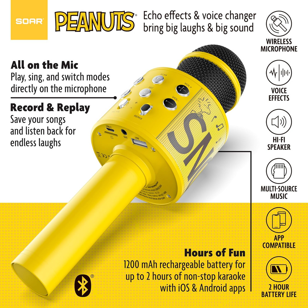 Peanuts Wireless Karaoke Microphone Yellow
