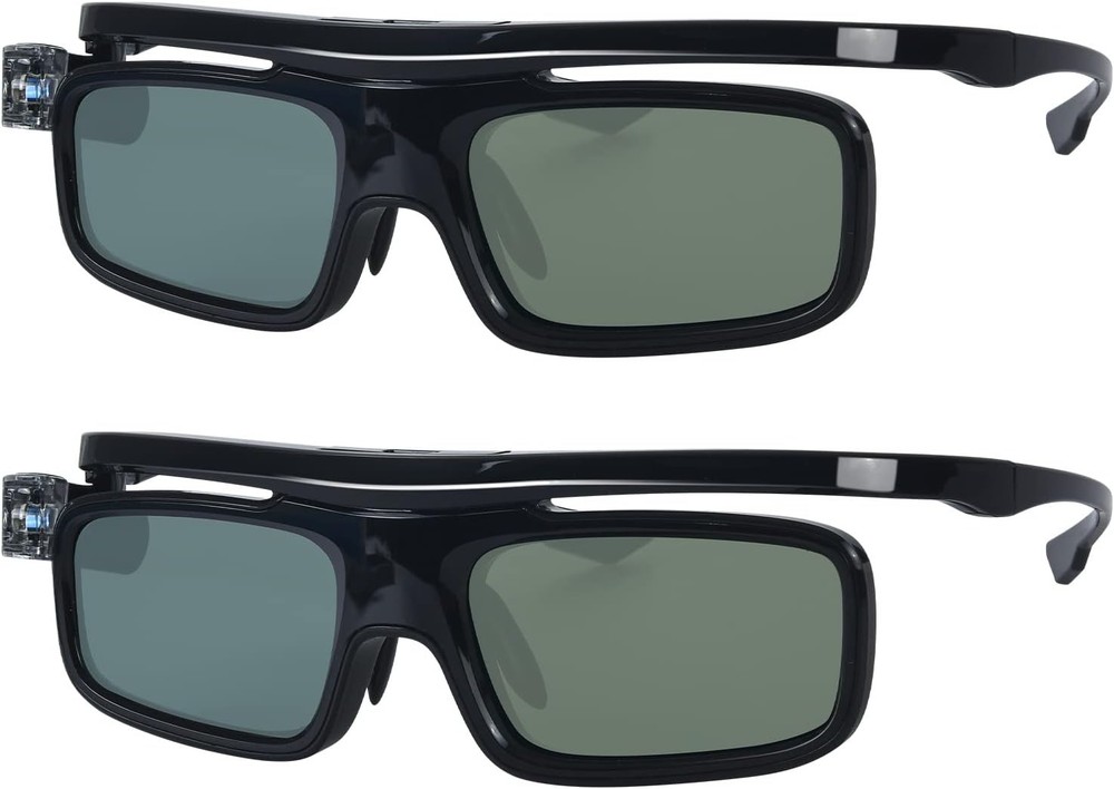 3D Glasses Active Shutter Rechargeable for DLP-Link Projectors 2 Pack