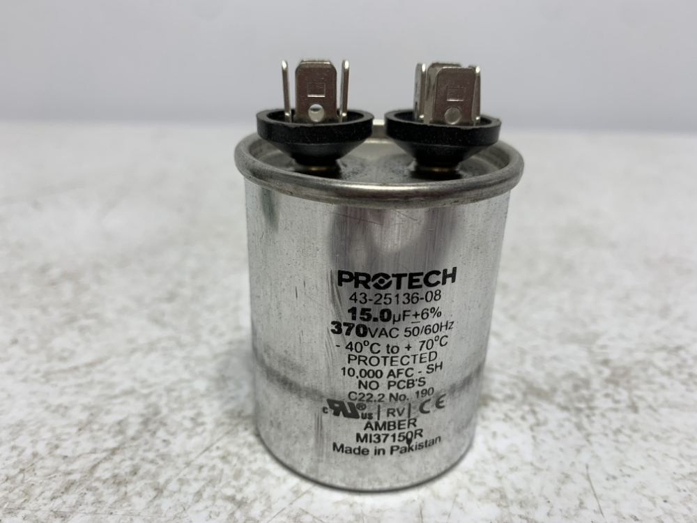 Protech 43-25136-08 Capacitor 15uF 370VAC Round