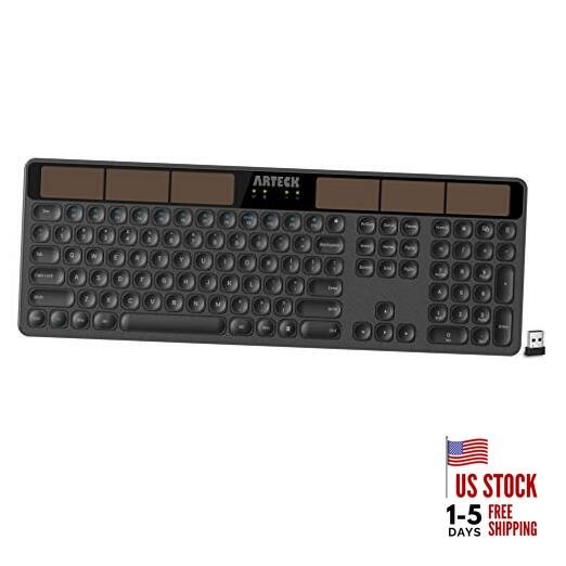 Wireless Solar Keyboard Full Size Solar Recharging Keyboard for