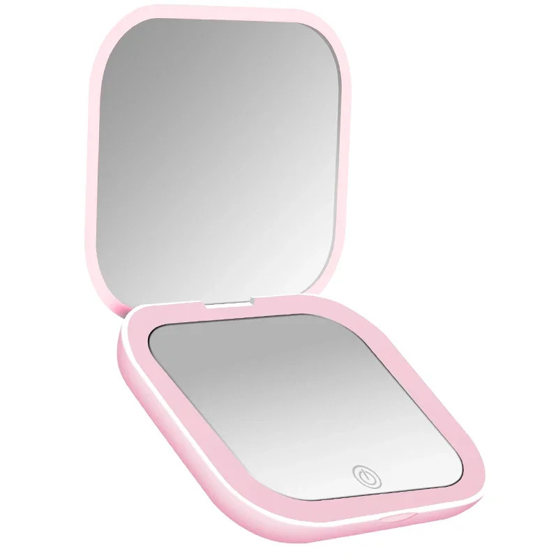 Compact Mini Gift Vanity Folding Cosmetic Mirror with Lights Portable Hand Held
