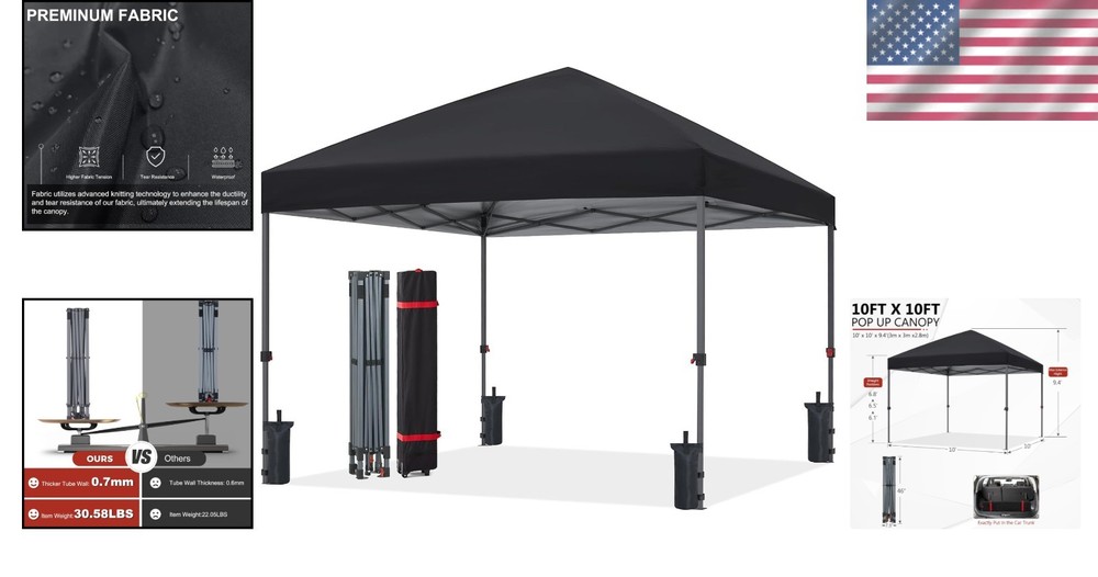 UV Protected Pop Up Canopy - Straight Leg Design, 100 Sq Ft