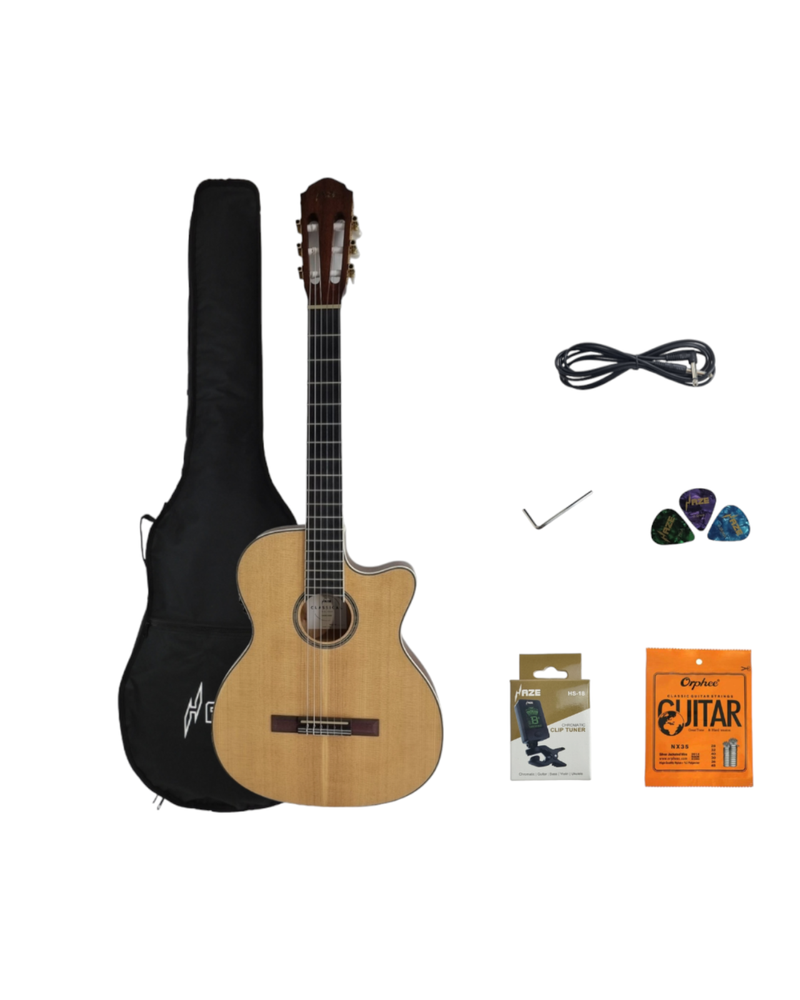 Haze Solid Top Thin Body Arched Back Classical Guitar - Matte C551BCEQSM