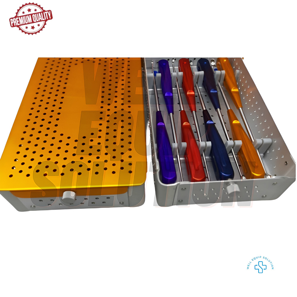 Bone Cervical Curettes, Orthopedic Spine Instruments - 8 Pcs Set with Case Box