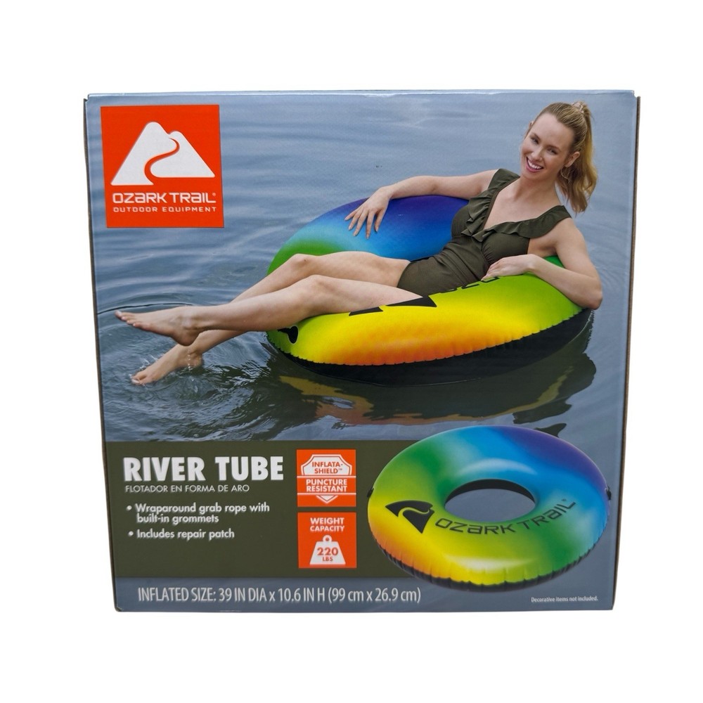Ozark Trail River/Pool Inflatable Durable 39" Tube Float Rainbow SEALED