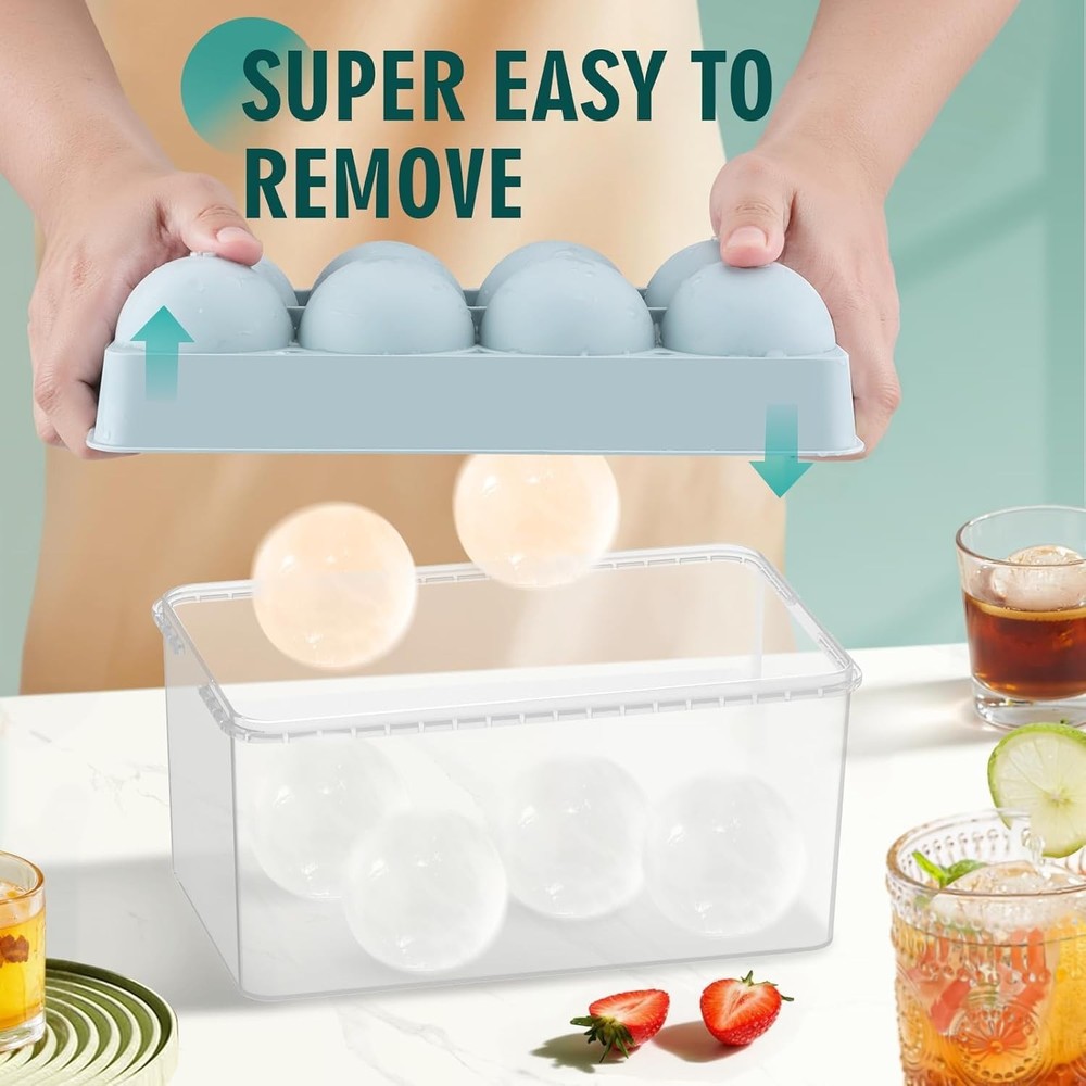 Large Blue Ice Cube Trays - Create Perfectly Shaped 2.5in Ice Balls for Drinks