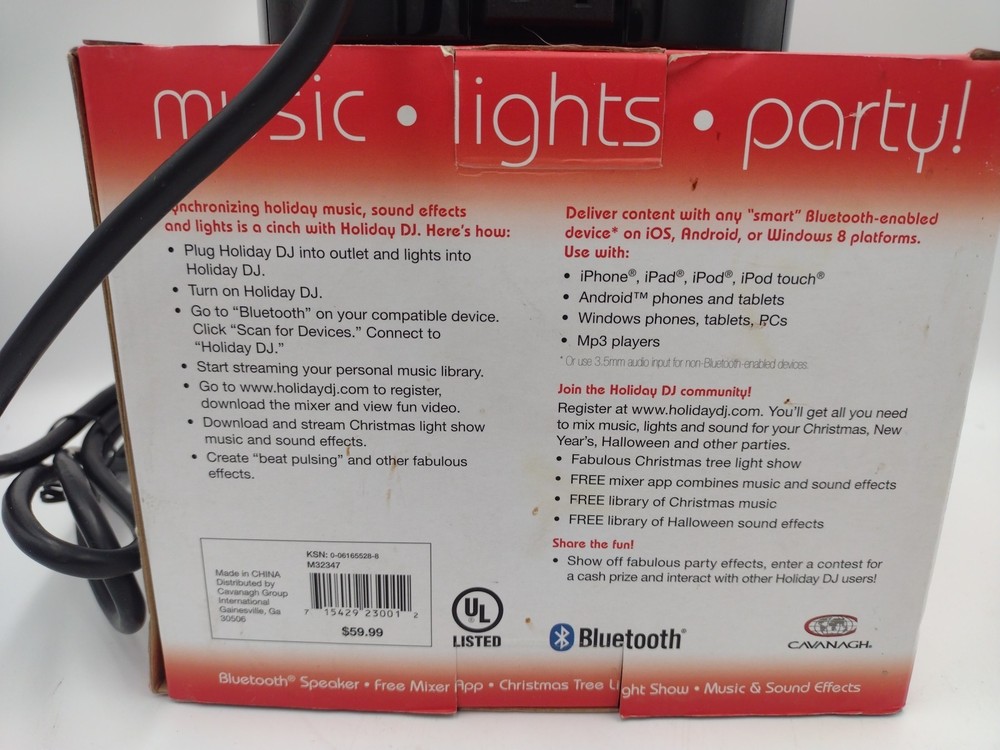 Holiday DJ Party Machine Speaker Bluetooth Musical Light Show Iphone Android