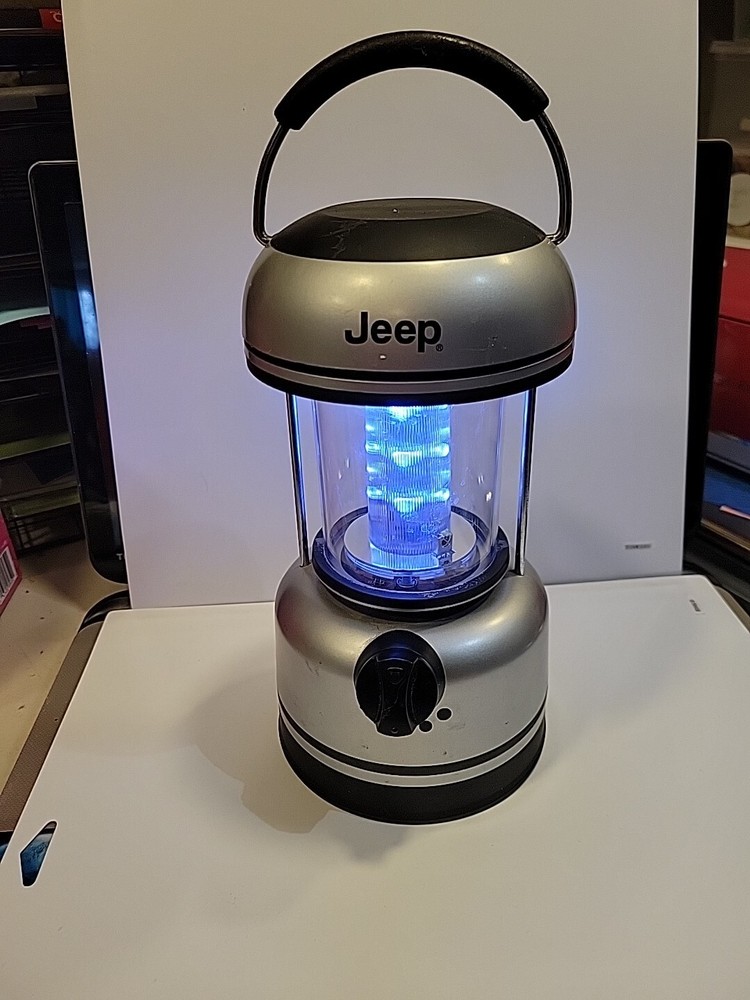 Jeep Battery Operated LED Silver Lantern Camping Light