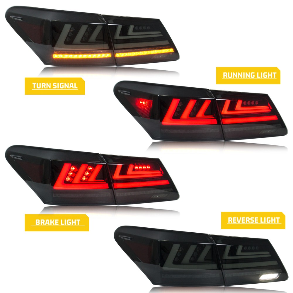 LED Tail Lights for Lexus ES350 2007-2012 Black Sequential Animation Rear Lamps