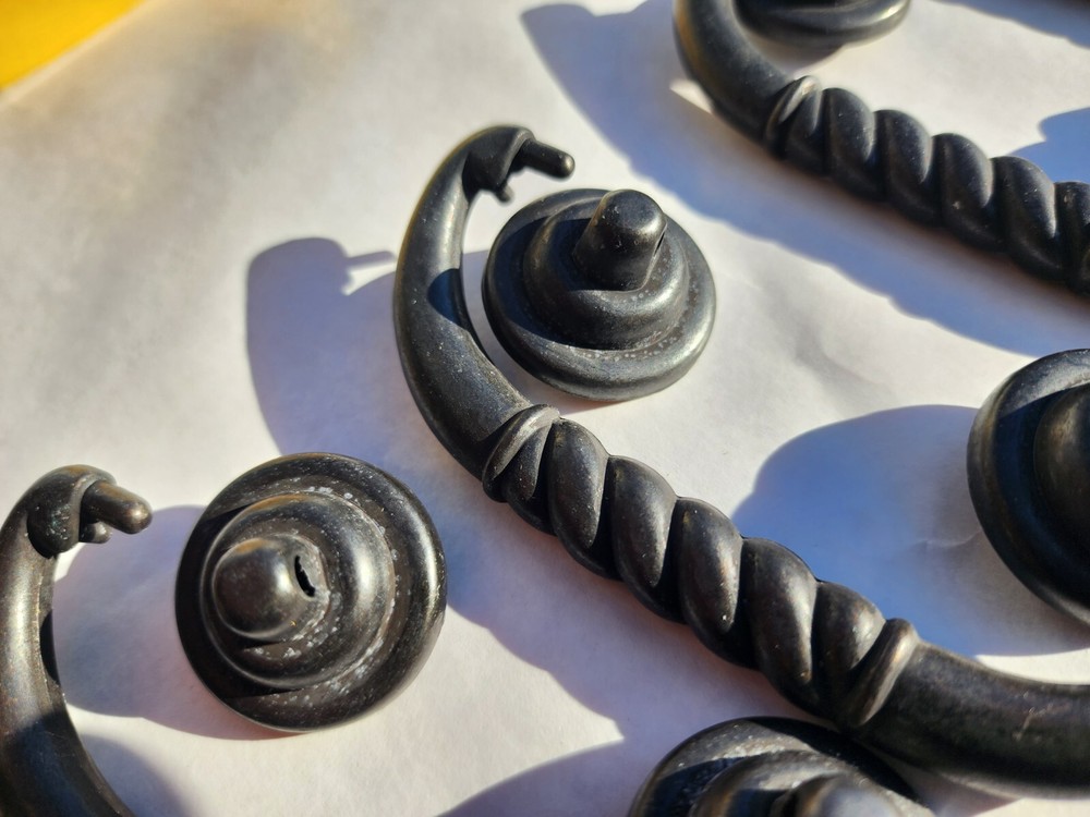 Pair of Drop Handle Drawer Pull/Handle 3-1/4" Hole Centers Dark Bronz Finish