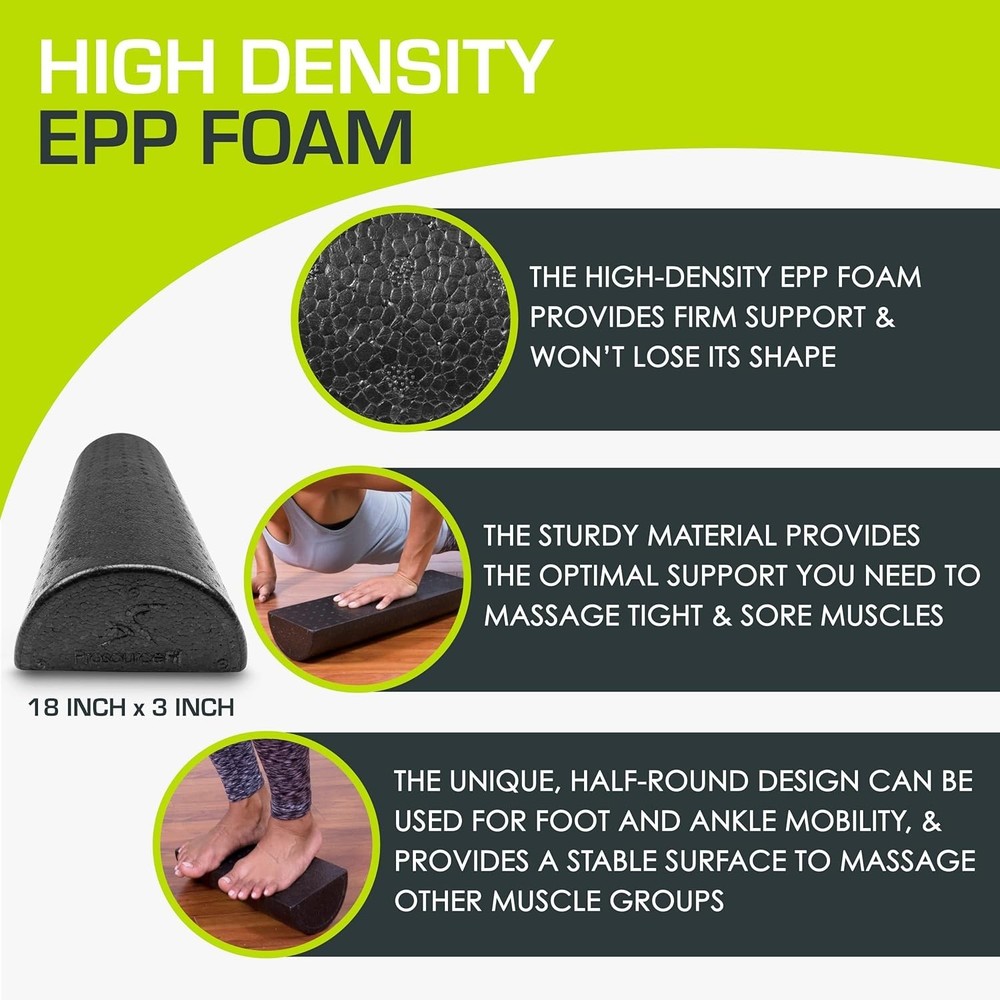 18" Half-Round Foam Roller - Versatile Recovery Tool for All Workouts
