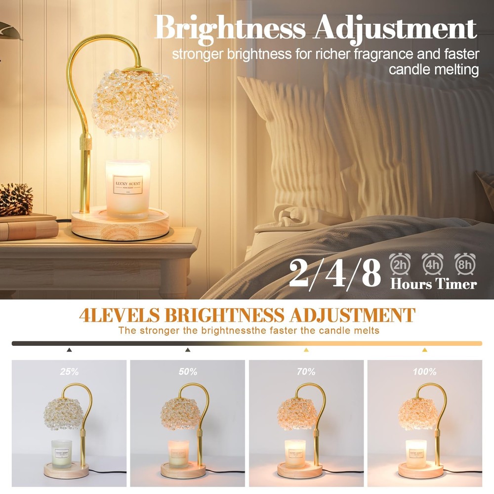 Hisummer Candle Warmer Lamp with Timer, Dimmable Large, Gold
