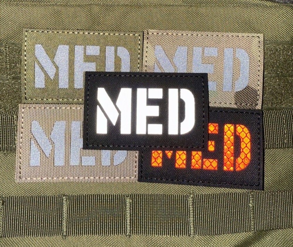 Med IR Reflective EMT Military Combat Tactical patch Hook Loop Tan