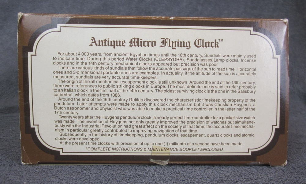 Micro Flying Clock: CM-150: Made in Japan: COMPLETE w/ BOX & EVERYTHING ELSE