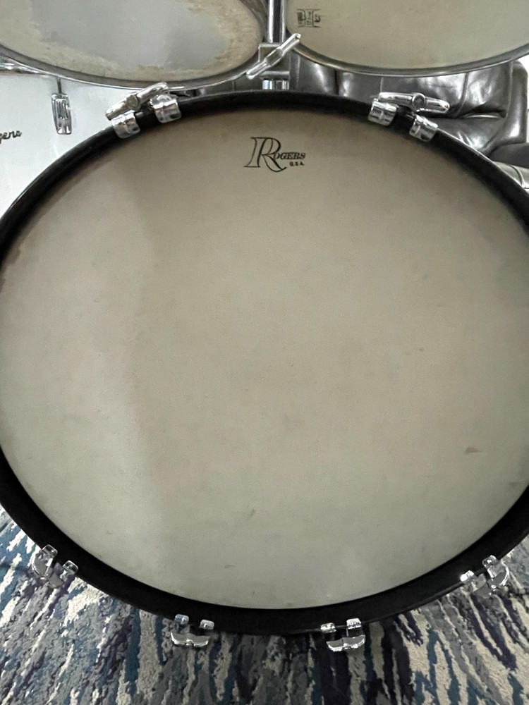 Rogers 70's Script Badge 4pc Drum Set Very Nice White