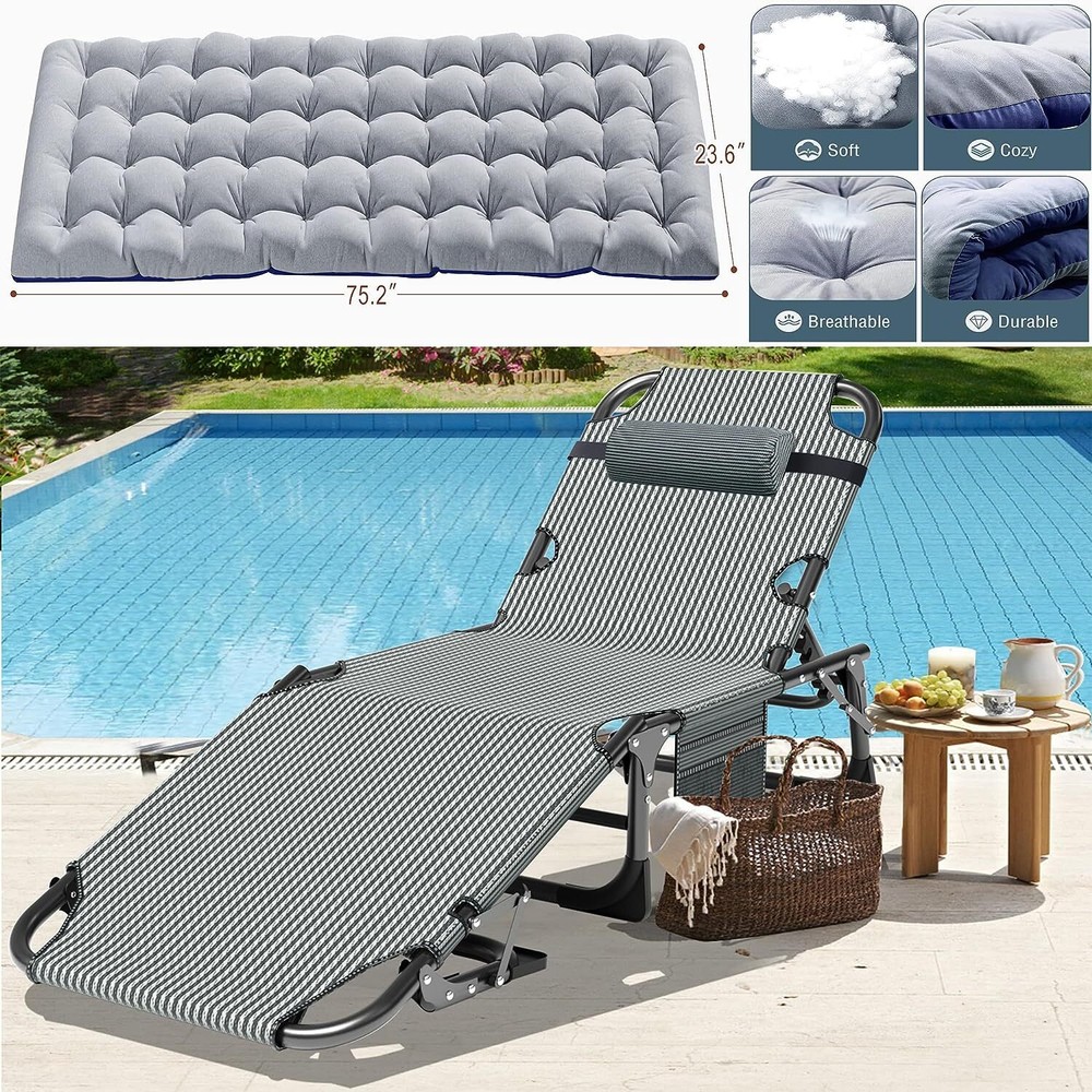 Rollaway Folding Guest Bed Rolling Cot Folding Chaise with Pillow Camping Bed