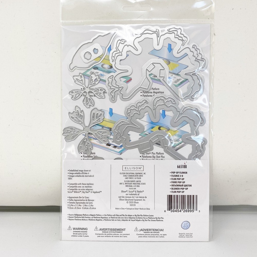 Sizzix Thinlits Pop Up Flower Rose Cutting Dies Jessica Scott Cards 665188 NEW