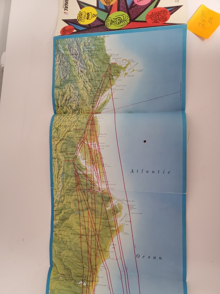 Vintage Original National Airlines System Route Map