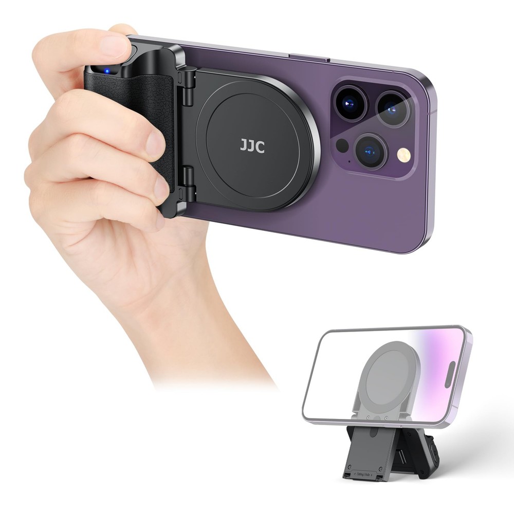 JJC Magnetic Phone Camera Grip Handle with Wireless Shutter Remote, Black