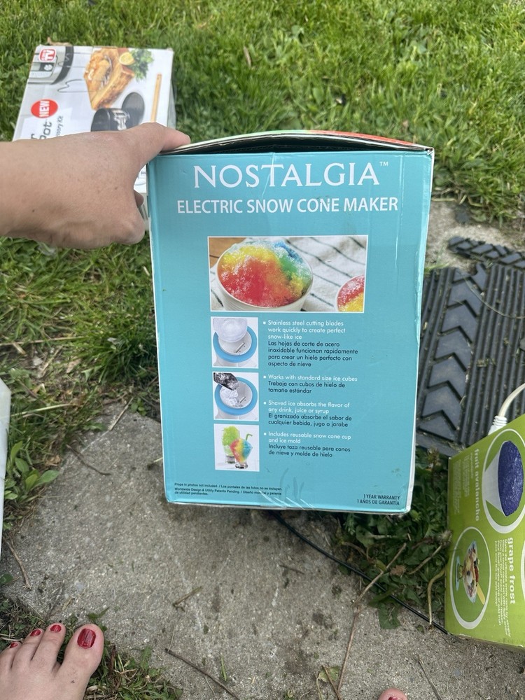 Nostalgia Electric Snow Cone Maker White Blue