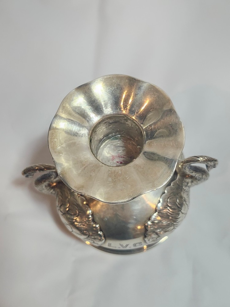 Stunning Sterling Silver Swan Candle Holders Bailey Banks & Biddle LVC Initials