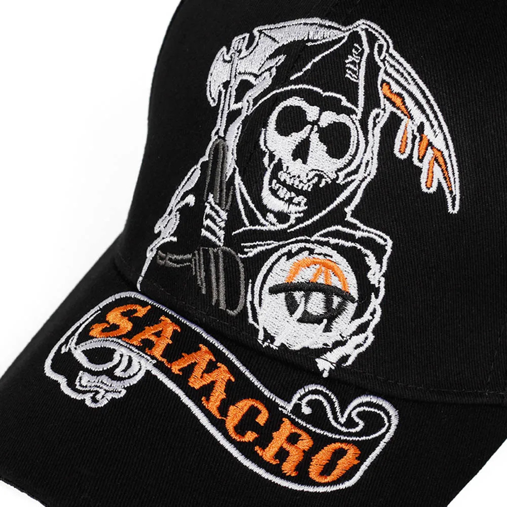 SAMCRO SONS OF ANARCHY EMBROIDERED BIKER ADJUSTABLE BASEBALL CAP HAT