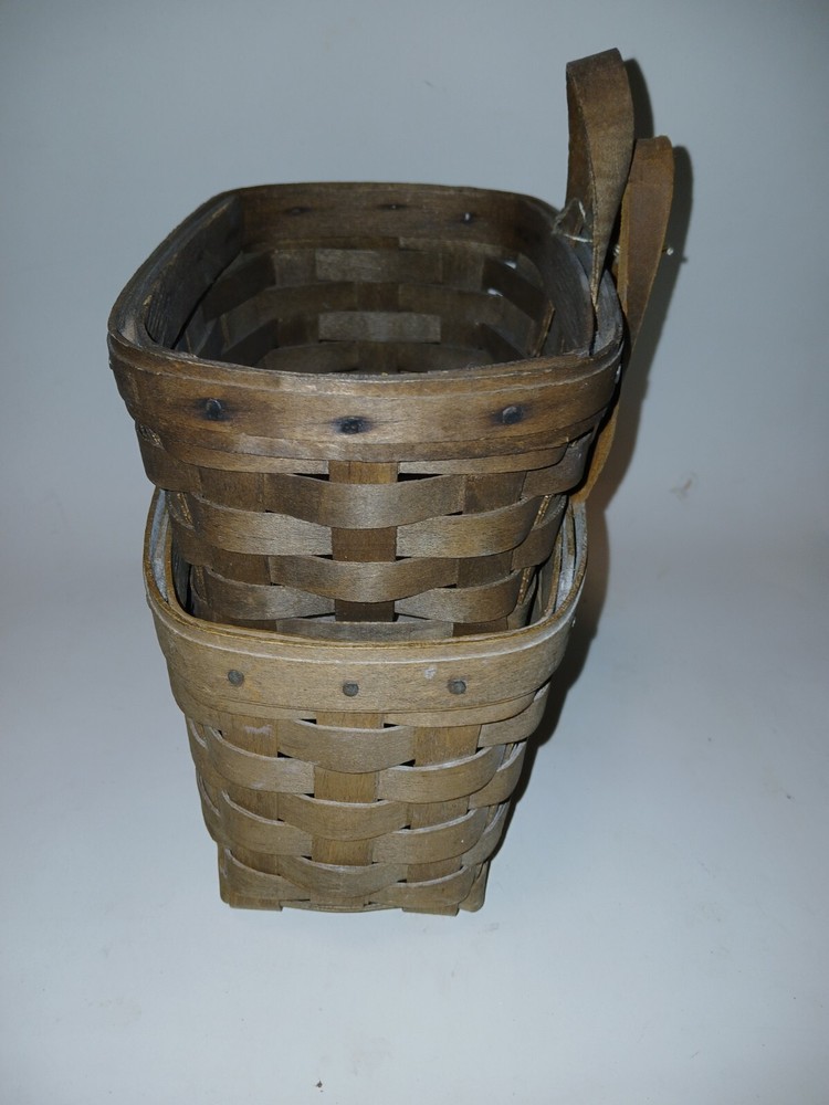 1981 1 Longaberger Keepsake Basket w/Leather Handle & 1 Smaller Signed 1981