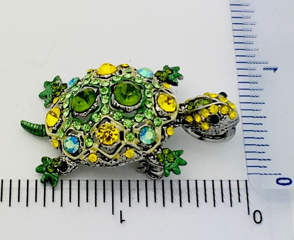 Silver Crystal Turtle Pin/Brooch/Pendant