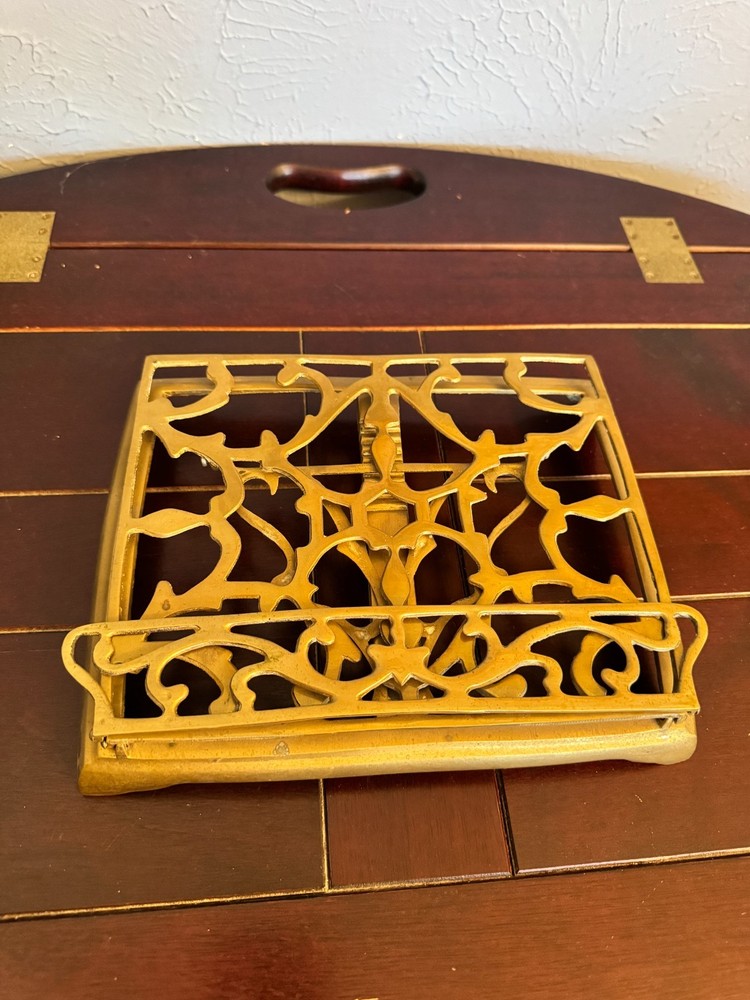 Vintage Solid Ornate Brass Folding Adjustable Book/Bible stand