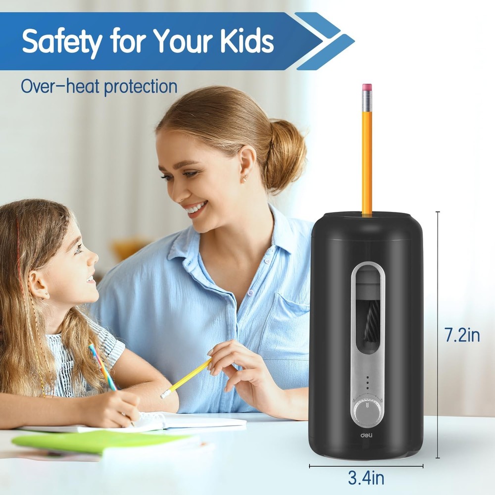 Electric Pencil Sharpener, Fully Automatic Sharpener for Black