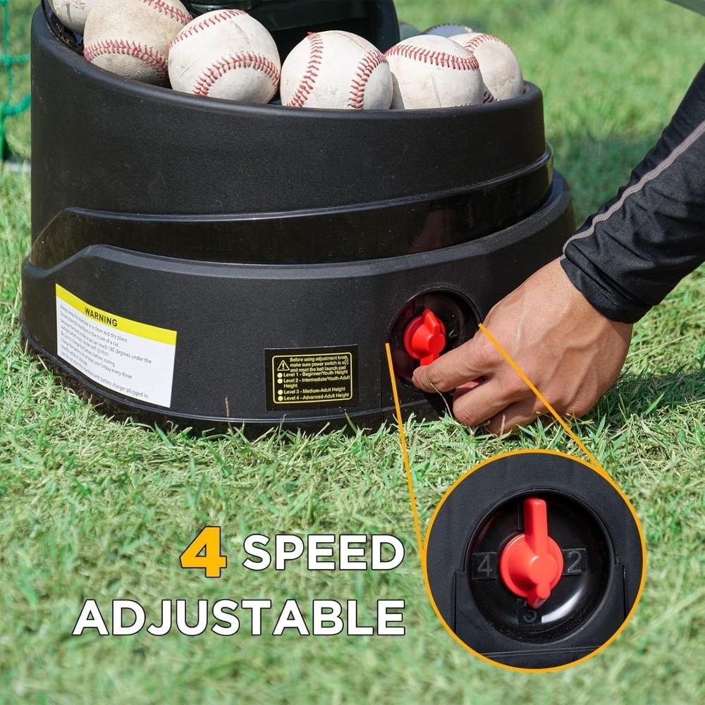 Rechargeable Baseball Softball Toss Machine with Extendable Ball Stacker, Height