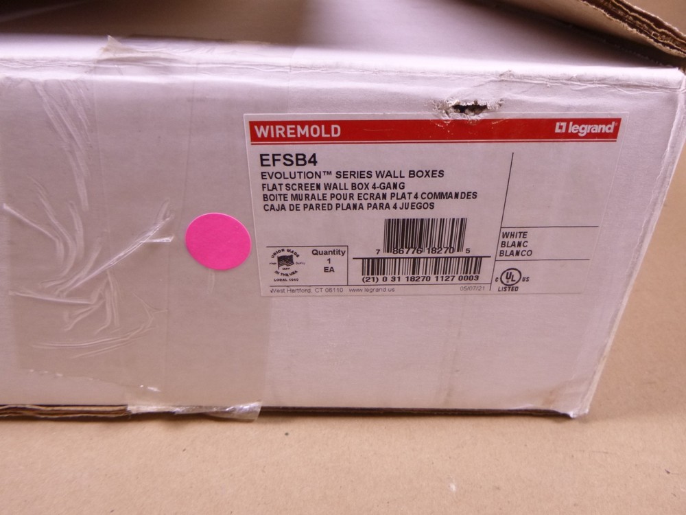 Legrand Wiremold EFSB4 Evolution Series Flat Screen Wall Box 4-Gang - White