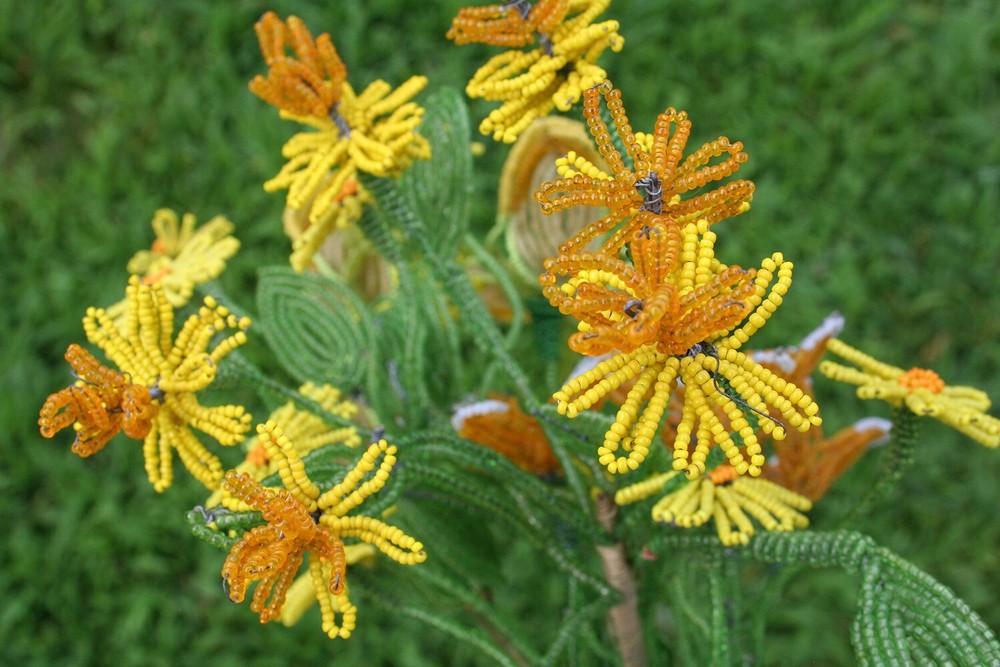 French Glass Seed Beaded Flowers