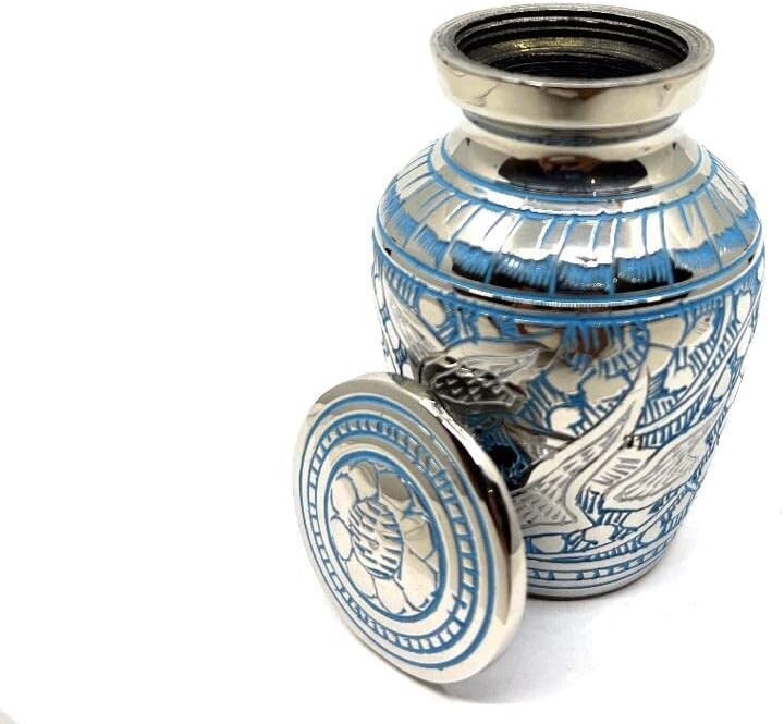 Blue Mini Urn Cremation Ash Holder for Pet/Human Ashes 3" Tall