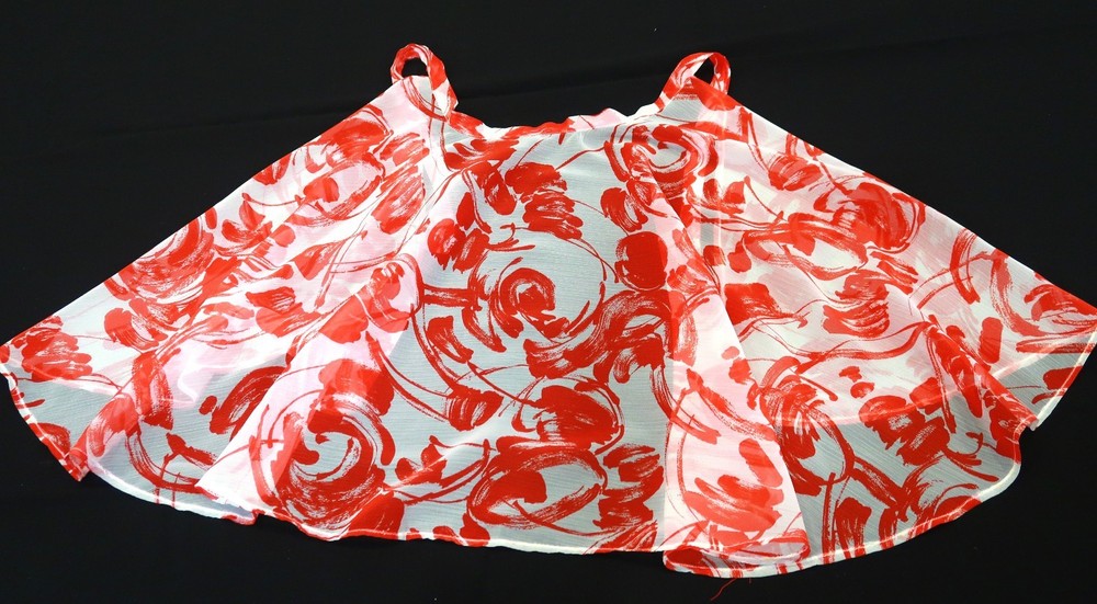 RETRO SHEER WAIST RED ABSTRACT BRUSH STROKE PATTERN APRON