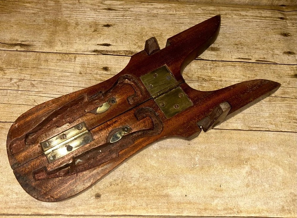 WW1 Military Oak Folding Boot Jack & Boot Pulls - Hole Punch & Button Hook