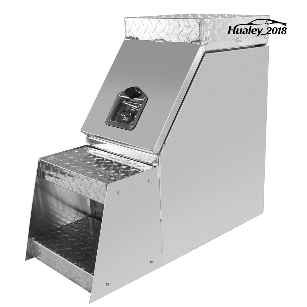 1* Saddle Step Aluminum Tool Box 25x28x12" Semi Truck Side Mount Open Wide Lid