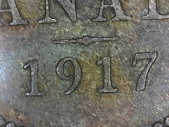 1917 Canada Large Cent UNC Toned