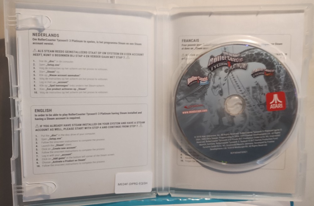 ATARI ROLLER COASTER TYCOON 3 PLATINUM PC/MAC 2006 CD-ROM no booklet