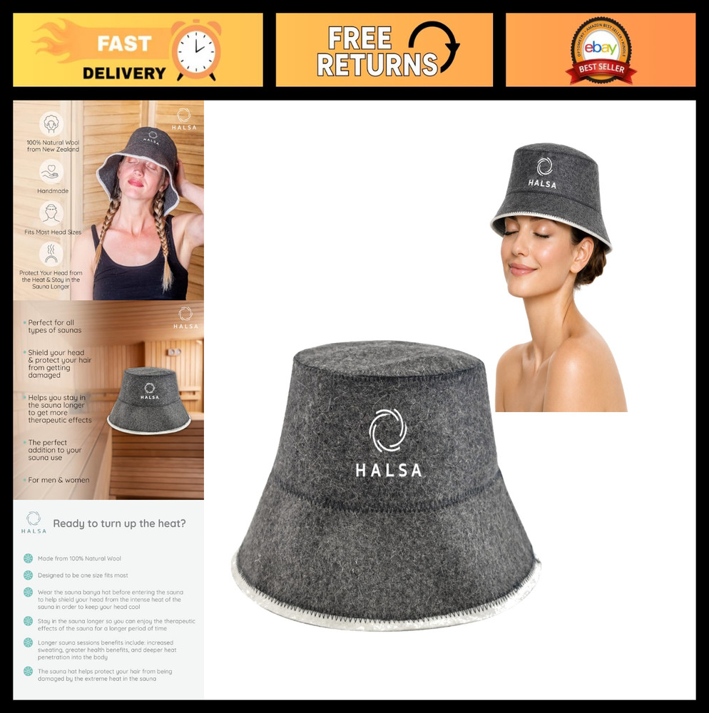 Premium 100% Natural Wool Sauna Hat - Eco-Friendly, Handmade, Breathable Cap for