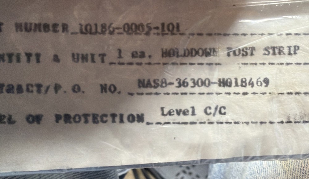NASA Space Shuttle Holdown Post Strip NAS Aerospace Hardware Flight Component