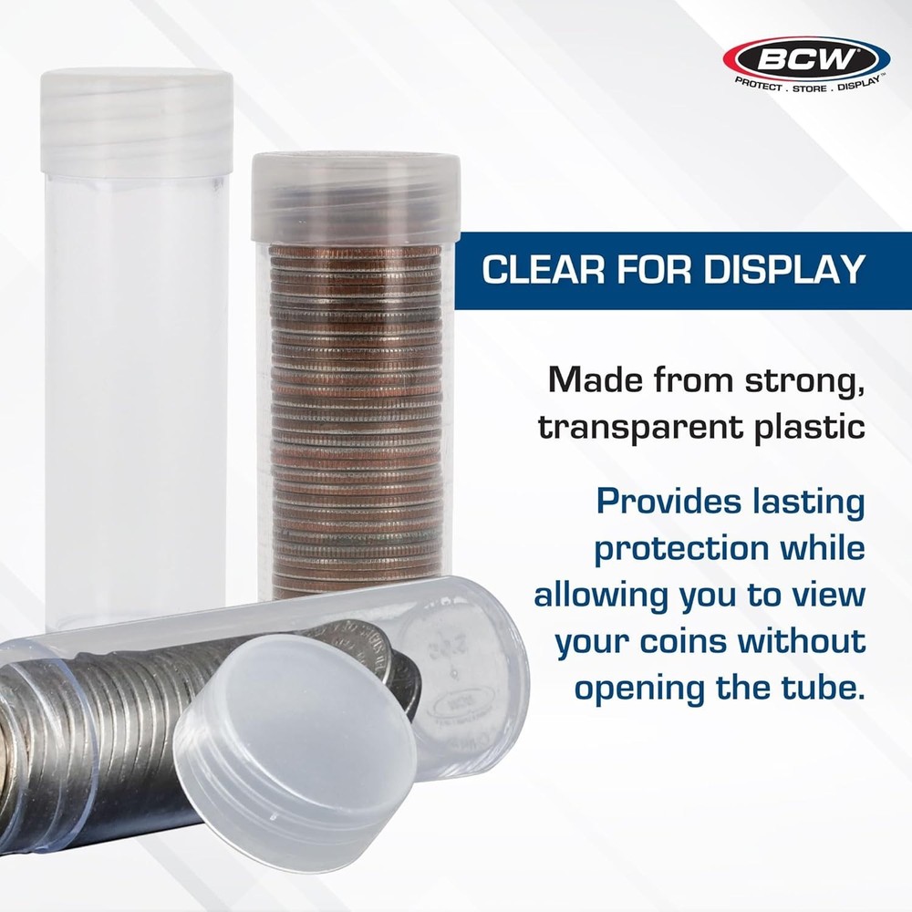 Airtight Coin Storage Tubes - 10 Durable Holders for Half Dollar Security
