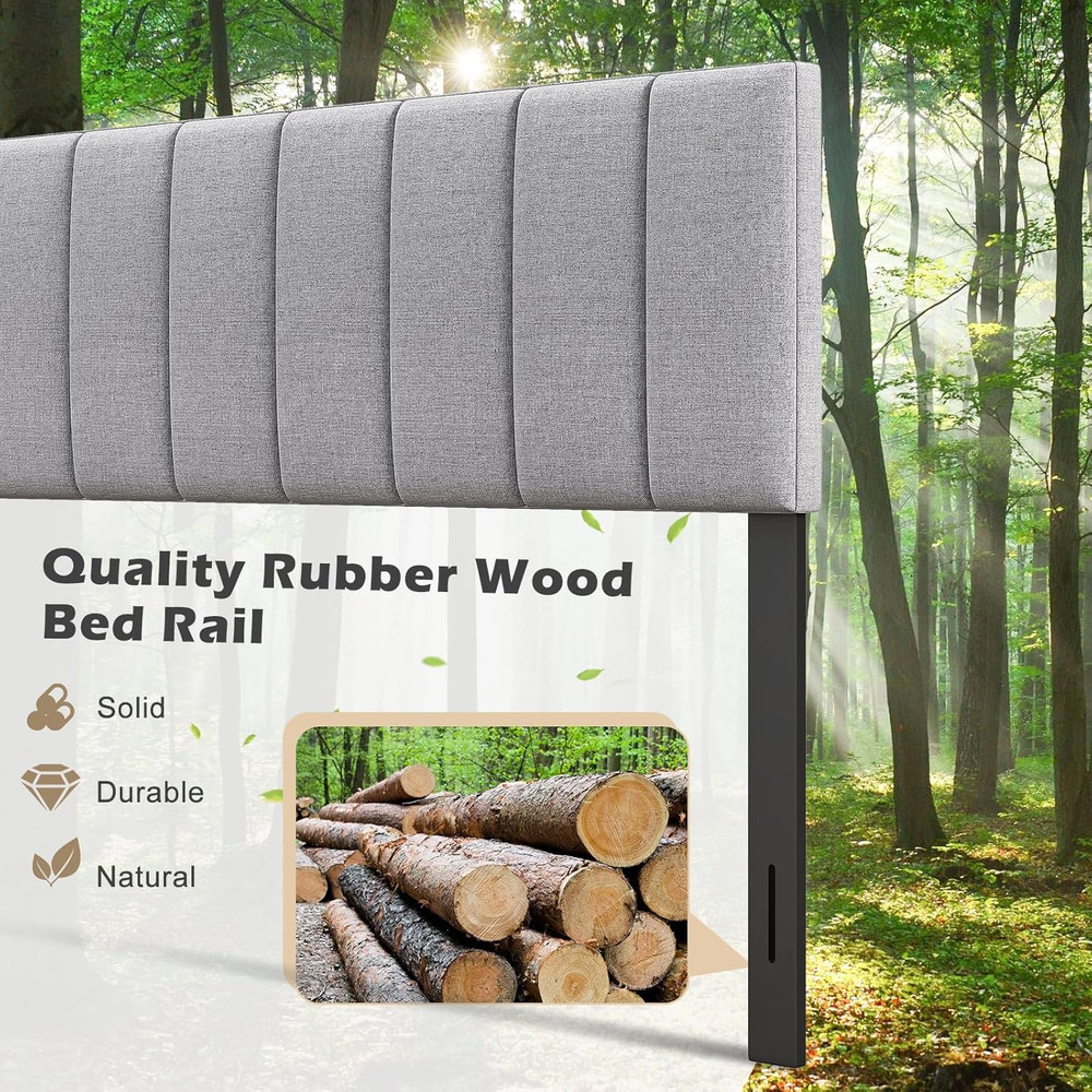 Linen Upholstered Headboard, Adjustable Width Button Tufted Headboard Only with