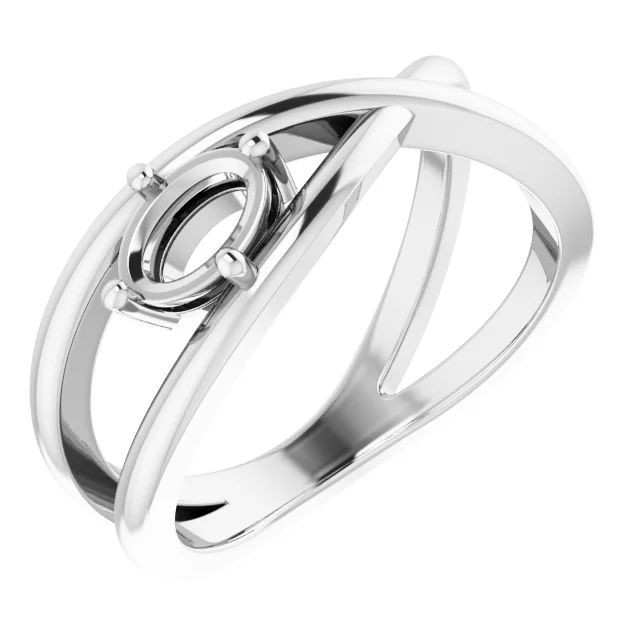 Semi Mount Ring Setting Oval 6x4mm Solitaire Ring Crossover Band 925 Silver