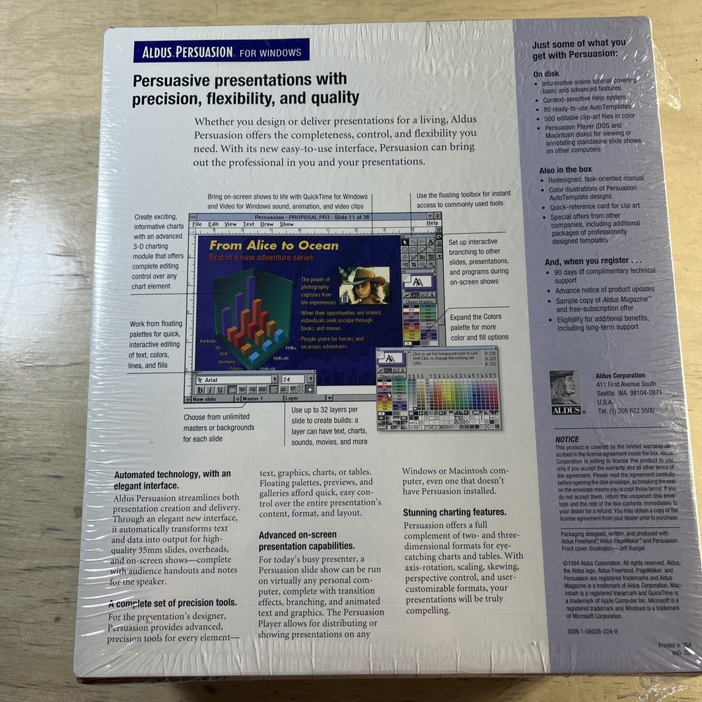 Aldus Persuasion Version 3.0 for Windows Vintage Software sealed