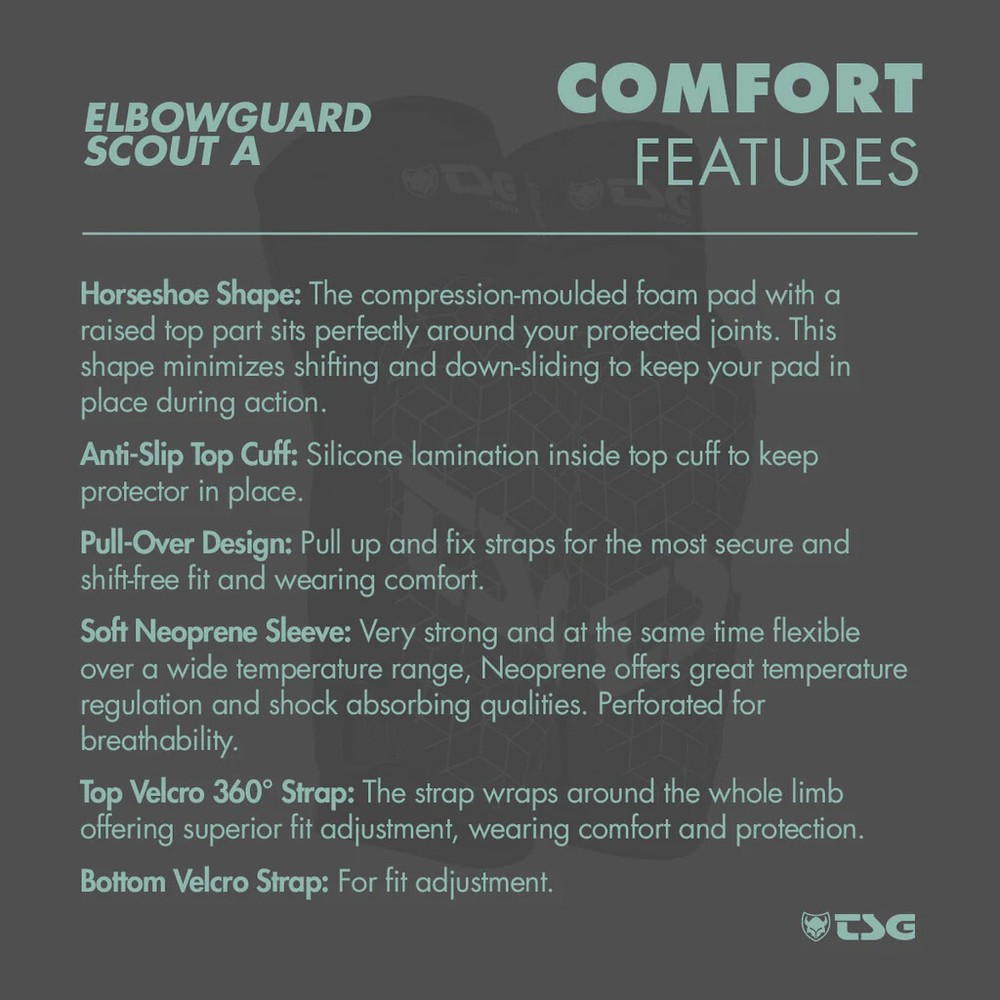 TSG- Elbowguard Scout A, Flexible & Durable Construction ACF Impact Foam, Black