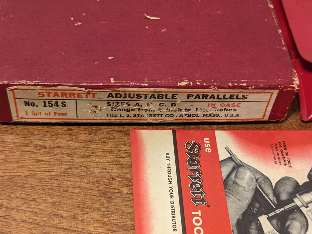 STARRETT ADJUSTABLE PARALLEL SET NO S154SZ - 4 pc