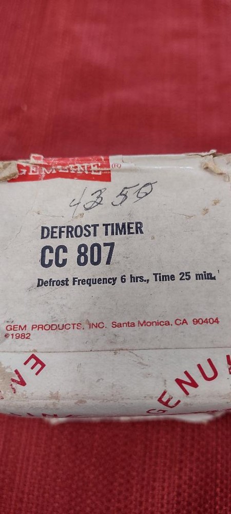 Genuine OEM Gemline Defrost Timer CC807