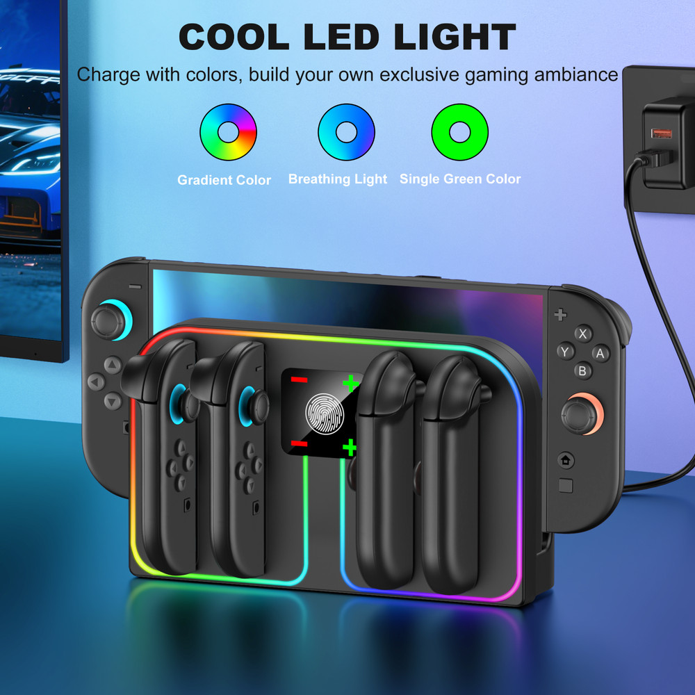 LED Wall Mount Charging Dock for Nintendo Switch 2 Controller Charger Stand