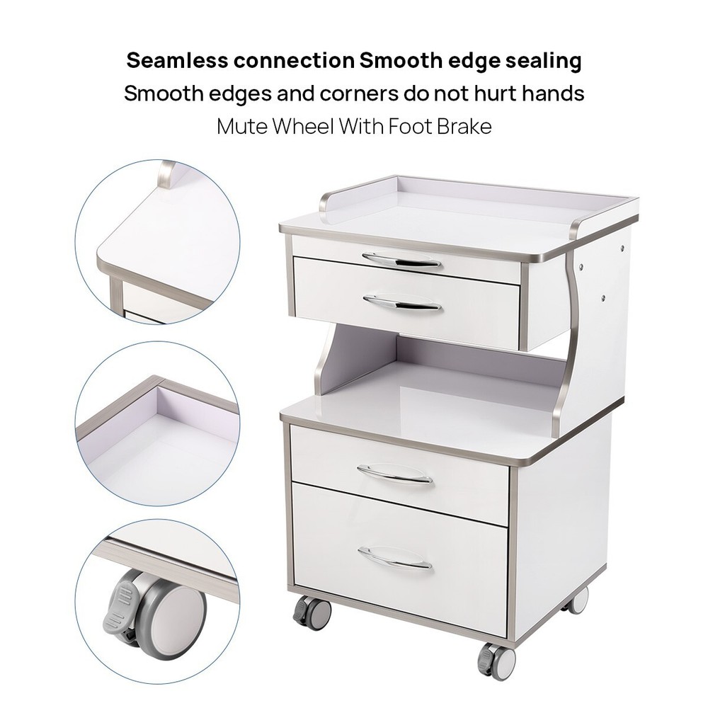 Dental Trolley Tool Cart Mobile Cabinet Drawers Built-in Socket Multi-Function